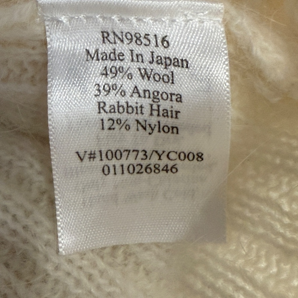 Vtg Crochet Fisherman Coldwater Creek Wool Knit Cardigan Sweater Cottagecore Med - Picture 12 of 12